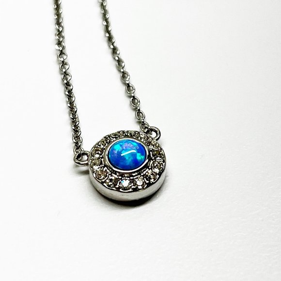 Coach Blue Opal & Silver Dainty Circle Necklace - Picture 4 of 6